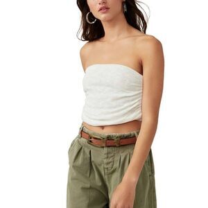 Free People Women's LG Boulevard Cropped Tube Top in Ivory